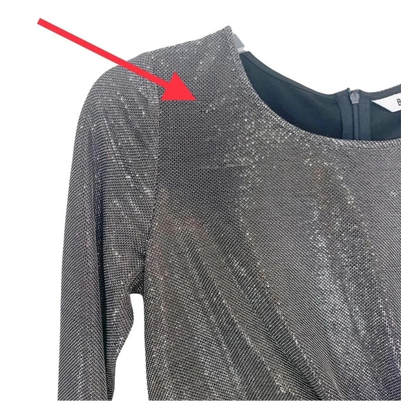 BB Dakota Dress What's Your Shine Metallic Long Sleeve in Gunmetal Size XS NWT - Picture 6 of 14